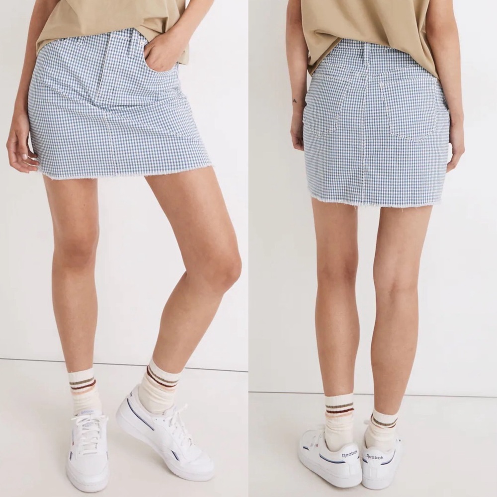 Madewell Gingham Mini Skirt in - Raw-Hemmed